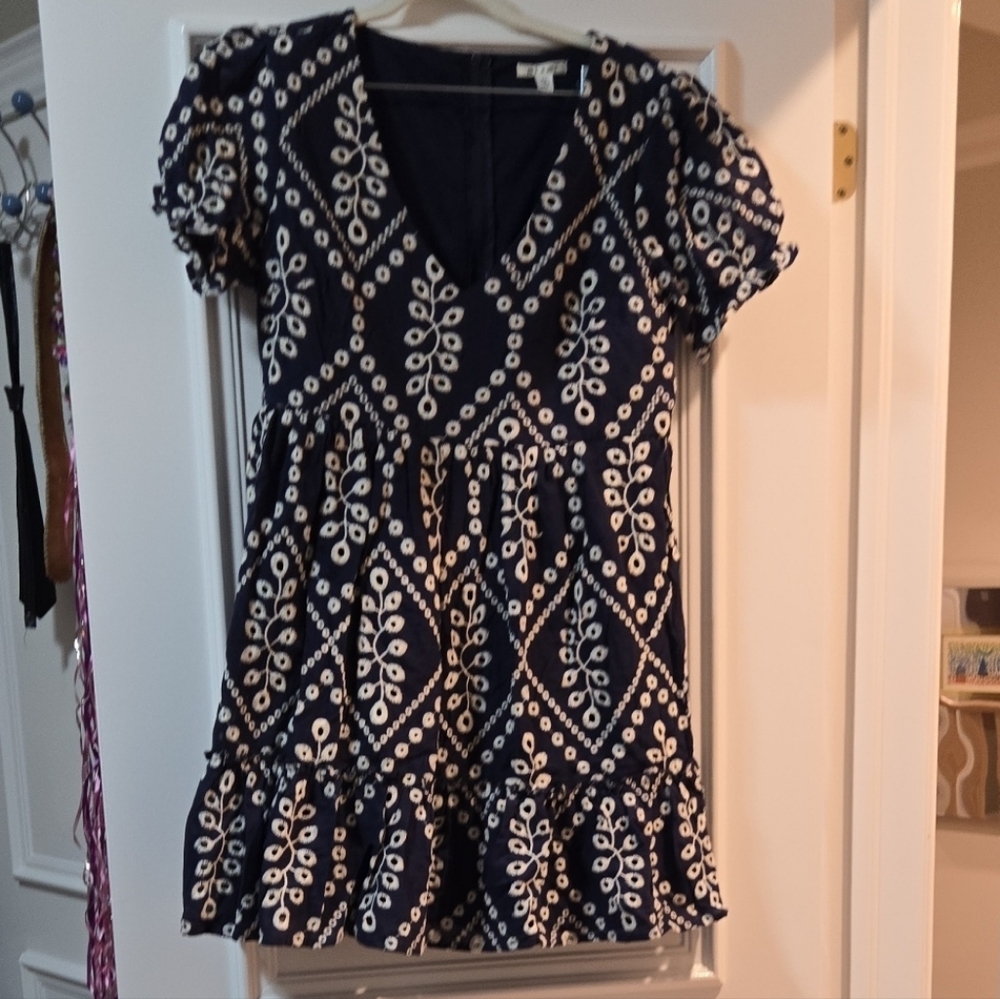 Miami Black and White Ruffled Short Sleeve Blouse